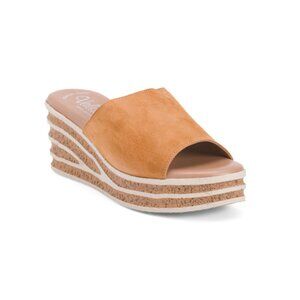 VALERIAS Cuero Made In Spain Suede Textured Wedge Sandals